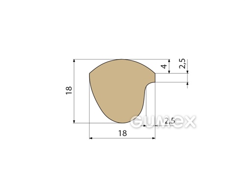 Geformtes Silikonprofil, 18x18mm, 33°ShA, -60°C/+180°C, beige, 